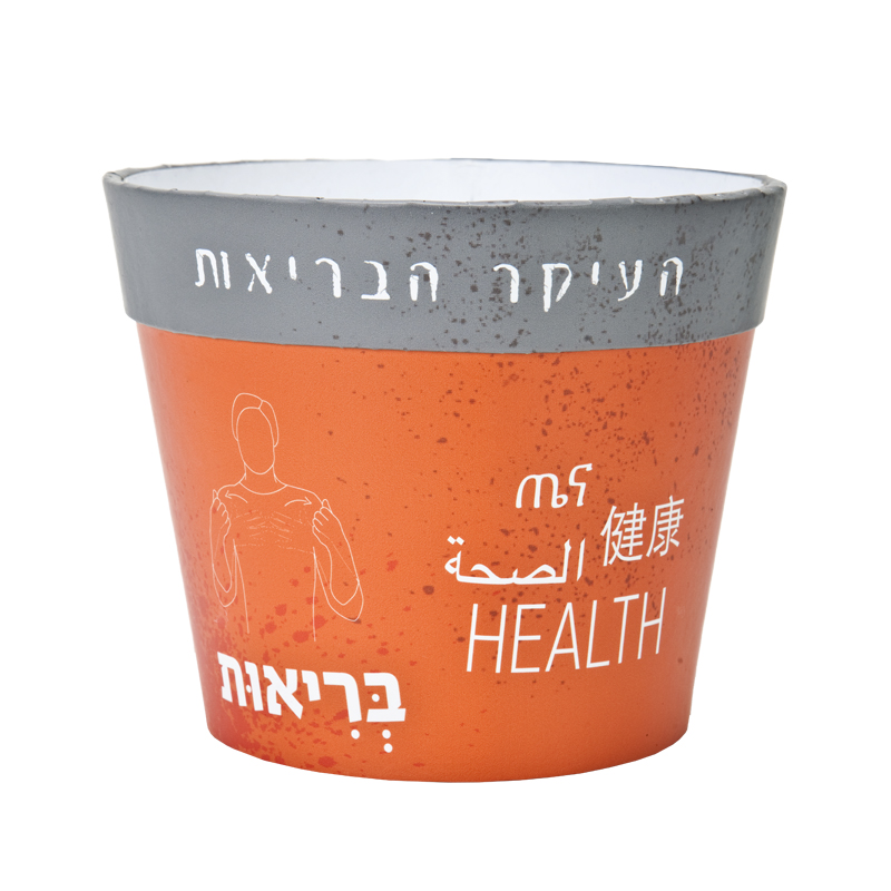 התמונה הראשית של בית עציץ - קטן - בריאות - כתום אפור כהה