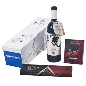 יין ושוקולד מובחר במארז צר בדרך שלך