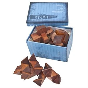 זוג משחקי חשיבה מעץ במארז מכולה